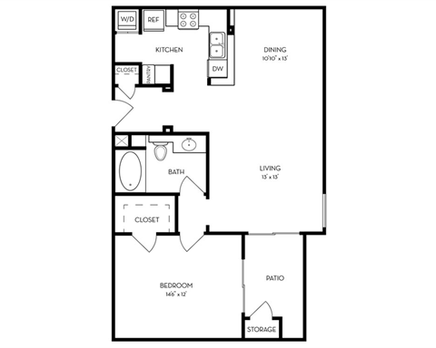 One Bedroom 859 Sqft